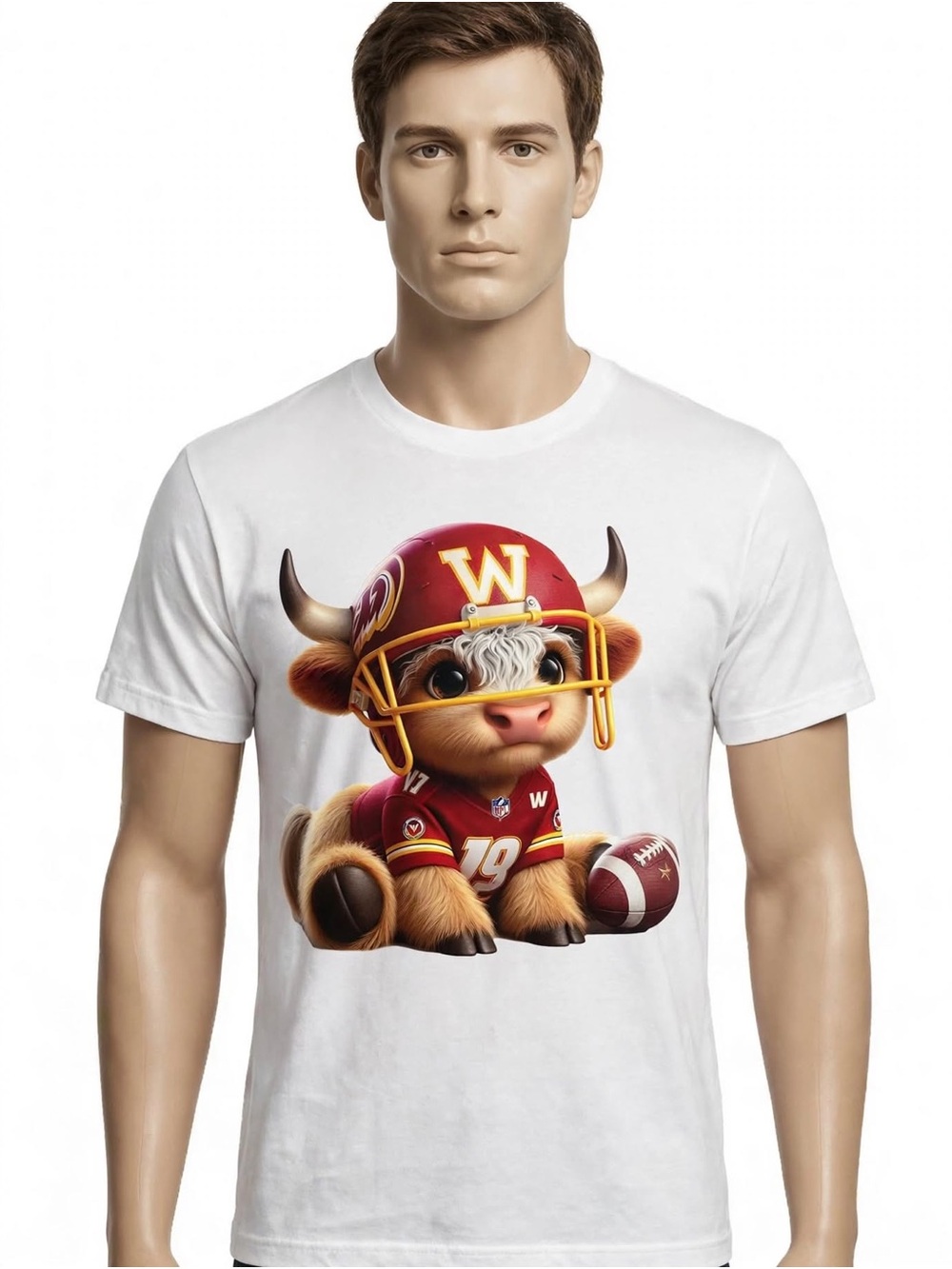 White Graphic Football Cow Tee
